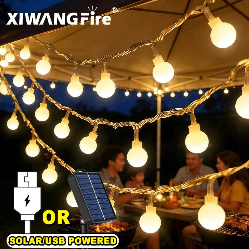 Solar Garden Light - 3-10M 태양광/USB/배터리 스트링 조명, 요정 글로브