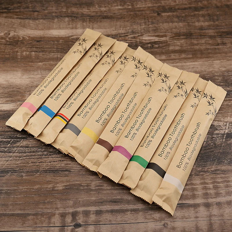 Bamboo Toothbrush - 5개 또는 15개 세트, 다채로운 색상의