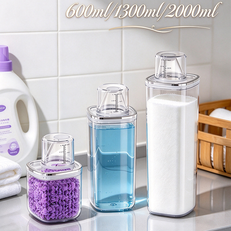 Reusable Bottle - 세탁 세제 보관 용기, 계량컵 포함,