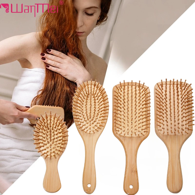 Bamboo Toothbrush - 대나무 헤어 브러시 여성용 스타일링 헤어