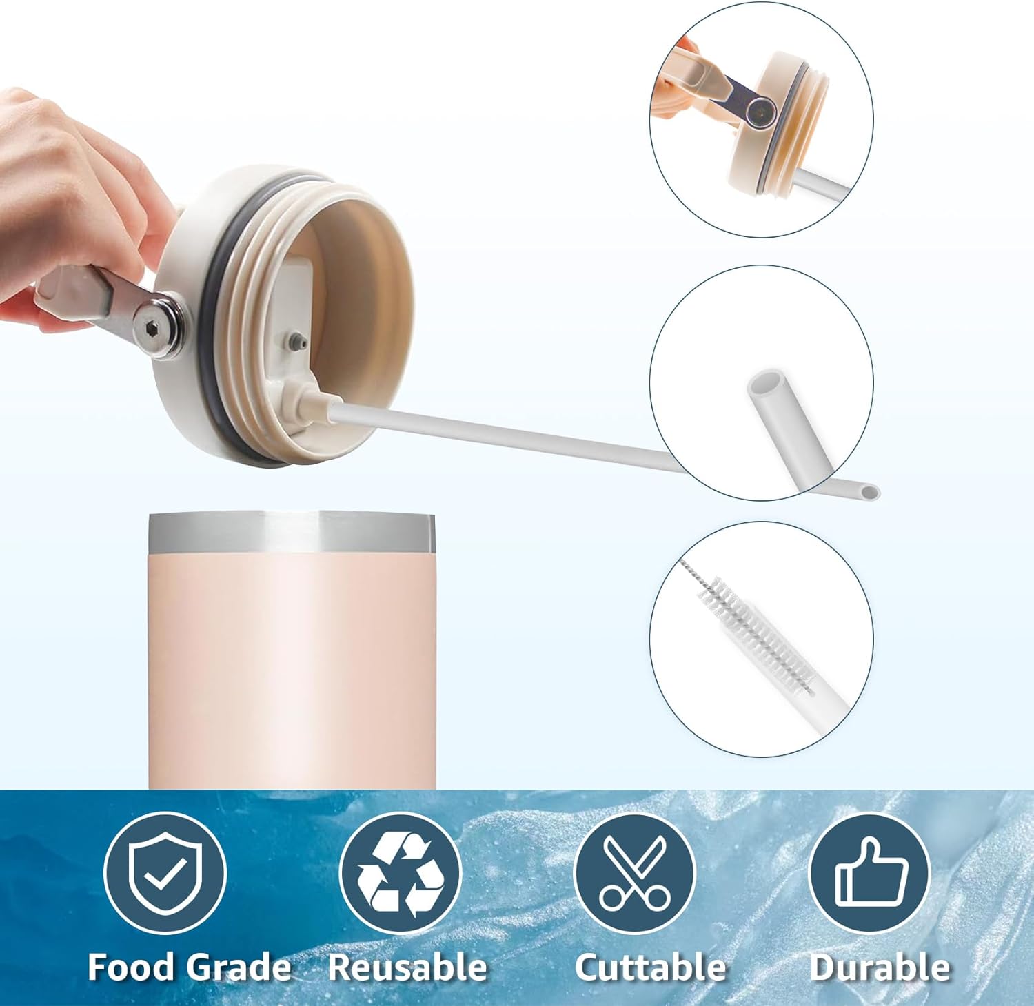 재사용 가능한 빨대 플라스틱 빨대, 청소 브러시 포함, - Reusable Straw 리뷰 및 가격