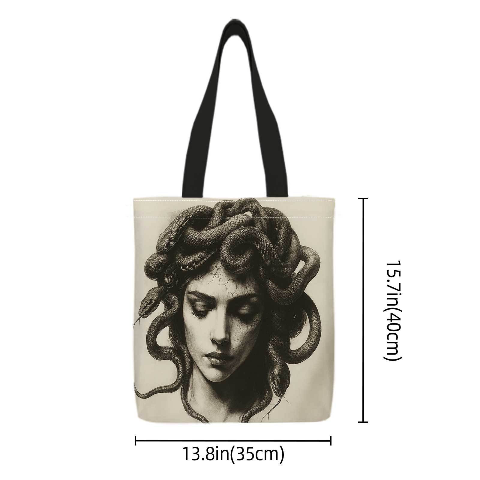 양면 인쇄 쇼핑 토트백+메두사, 뱀, 흑백, 일러스트레 - Reusable Bag 리뷰 및 가격