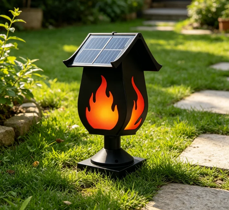 태양광 충전식 기둥형 조명, 모조 불꽃 효과, 실외용  - Solar Garden Light 리뷰 및 가격