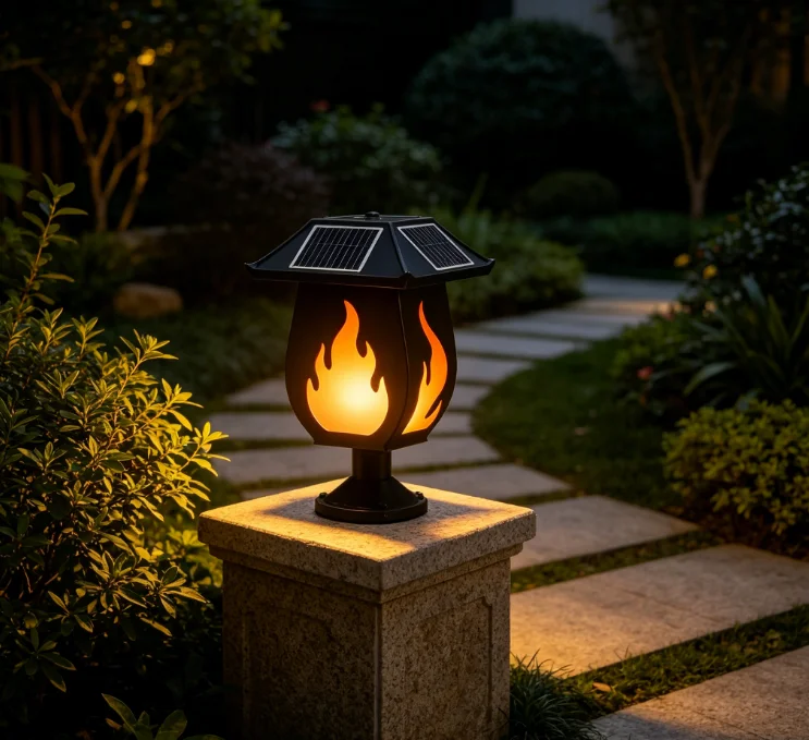 태양광 충전식 기둥형 조명, 모조 불꽃 효과, 실외용  - Solar Garden Light 리뷰 및 가격