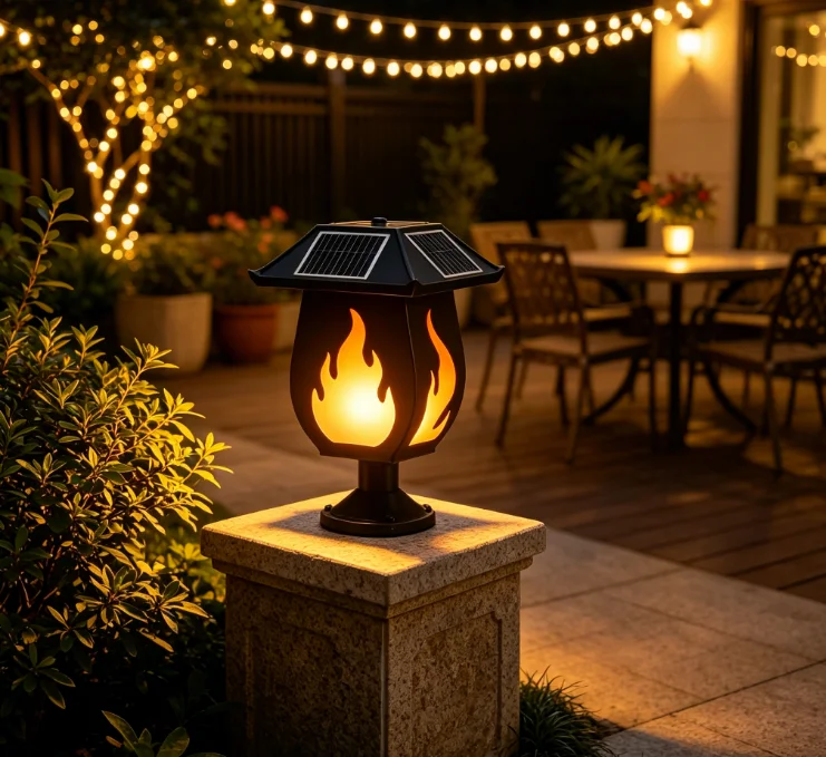 태양광 충전식 기둥형 조명, 모조 불꽃 효과, 실외용  - Solar Garden Light 리뷰 및 가격