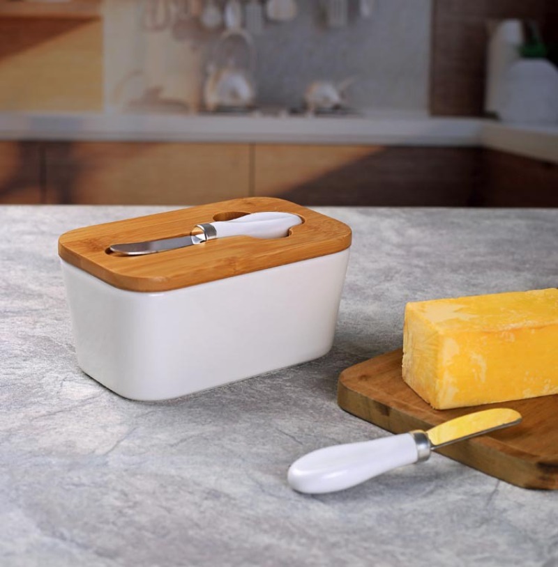 대나무 커버가 있는 심플한 세라믹 버터 접시, 직사각형 - Bamboo Cutlery 리뷰 및 가격