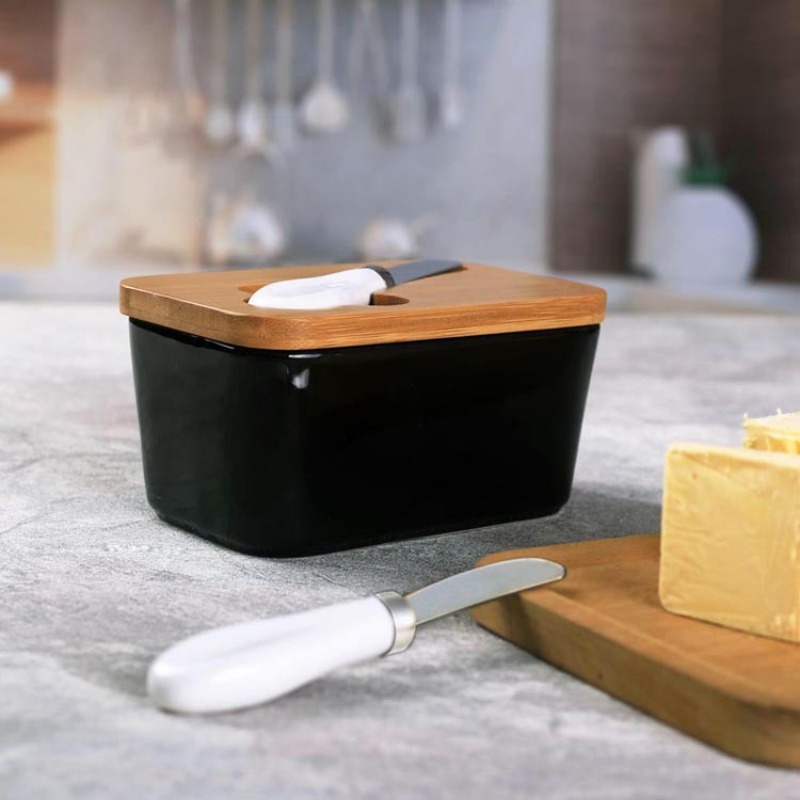 대나무 커버가 있는 심플한 세라믹 버터 접시, 직사각형 - Bamboo Cutlery 리뷰 및 가격